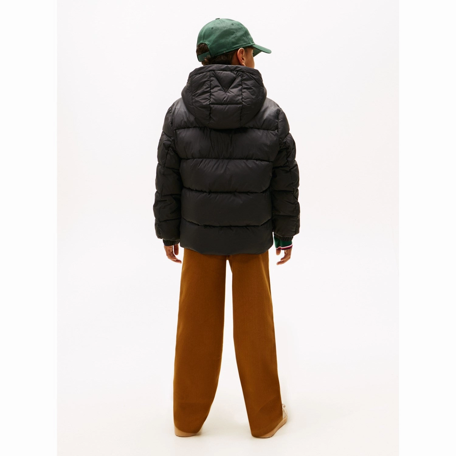 Roll Up Hood NonRestrictiveFit Tommy Hilfiger Black Matt And Shine Embossed Jacket