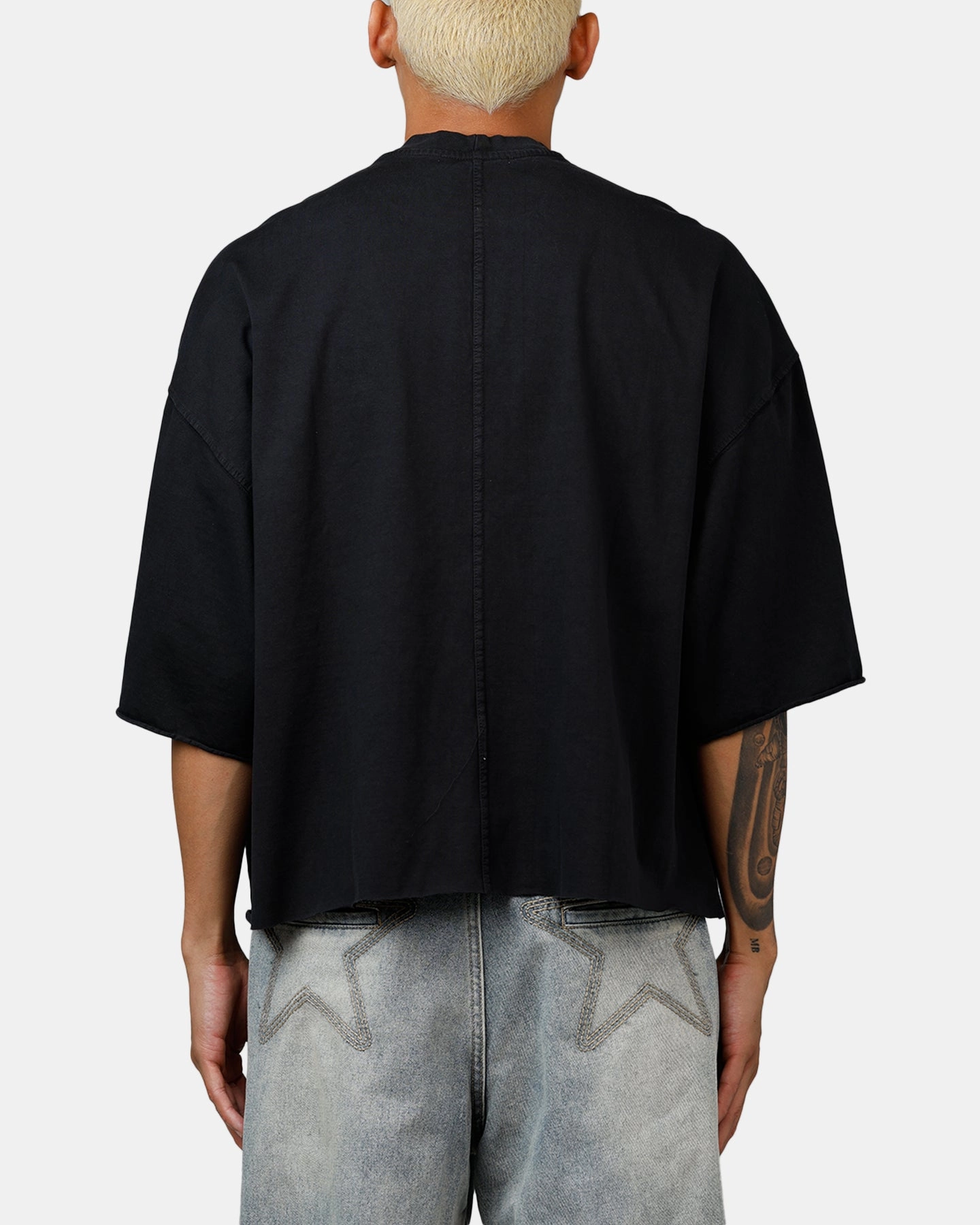 MNML Oversized Raw Hem T-Shirt Washed Black Active Fashion