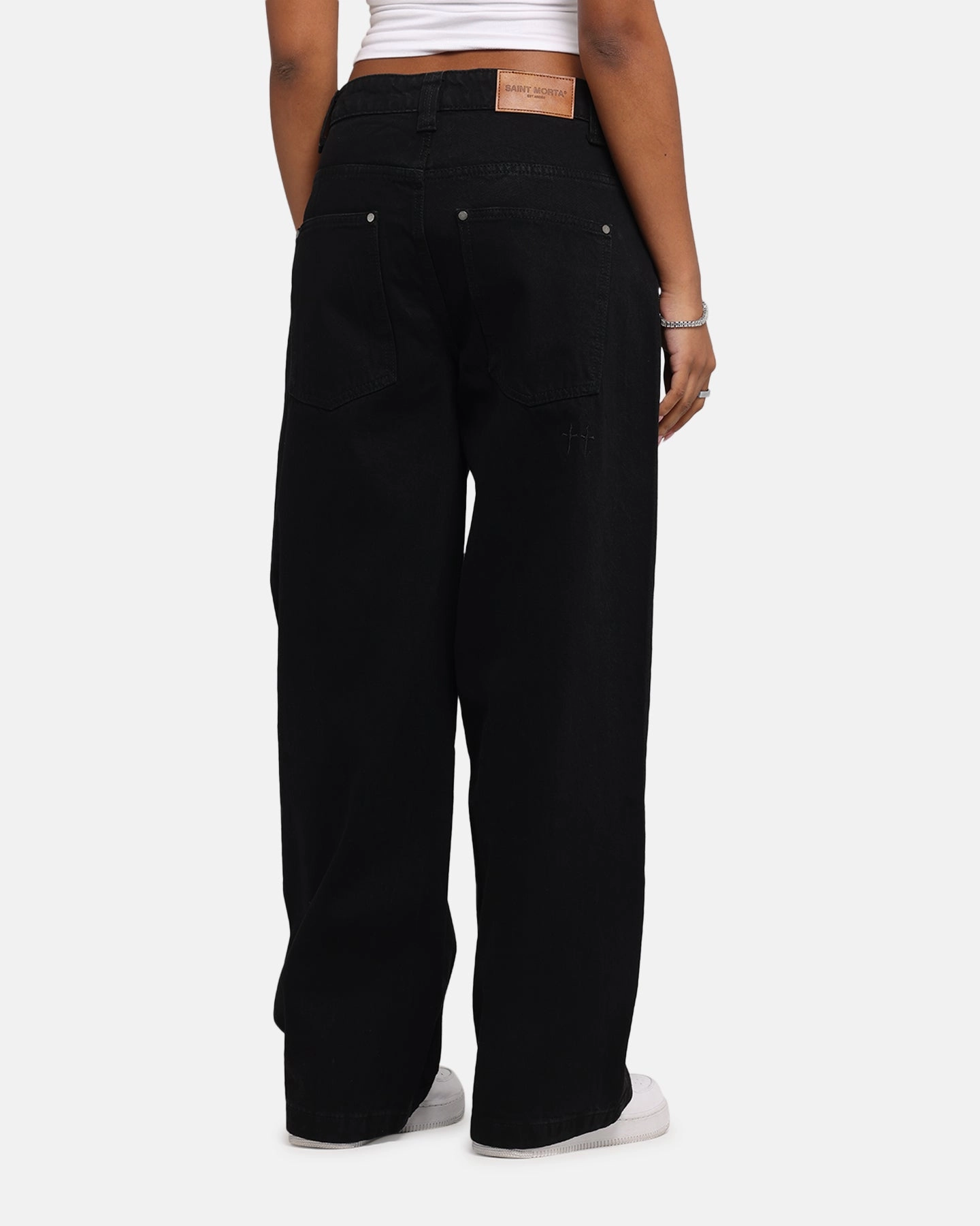 Saint Morta Amplus Jeans Black Stonewash Stretch Fabric Flowy legs