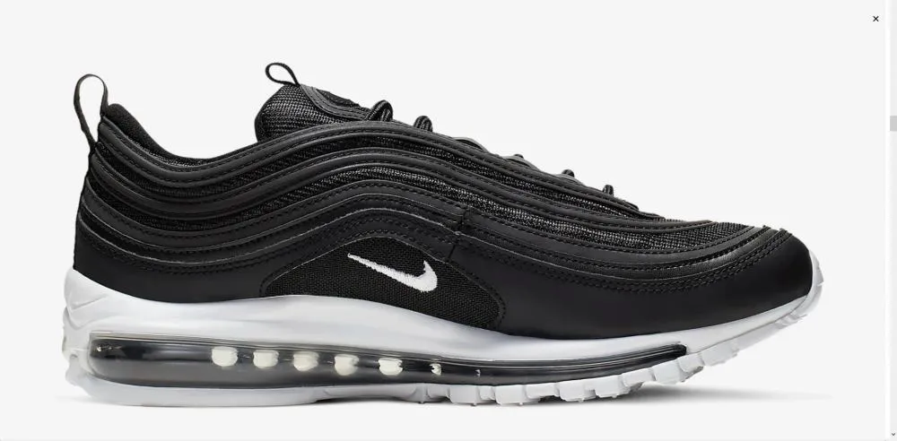 medial support Ankle Collar Nike scarpa sneakers da uomo Air Max 97 921826 001 nero