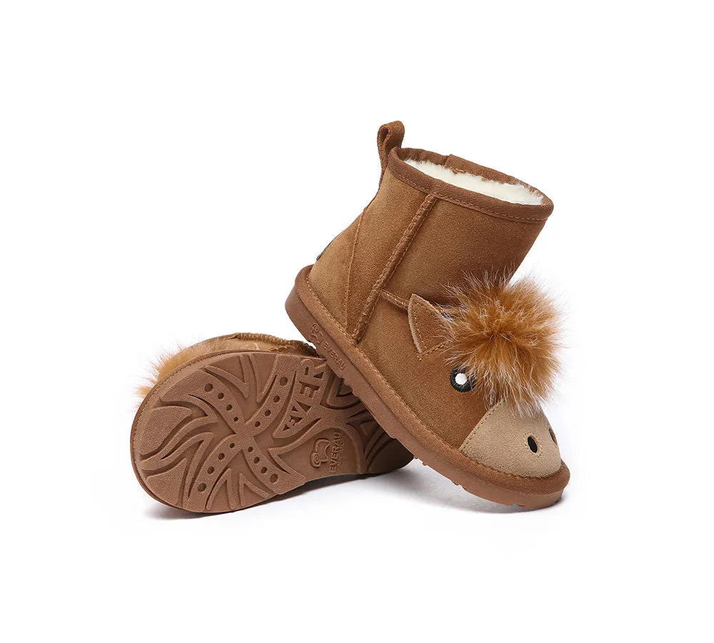 EVERAU® UGG Boots Kids Sheepskin Wool Pony Kids Plus