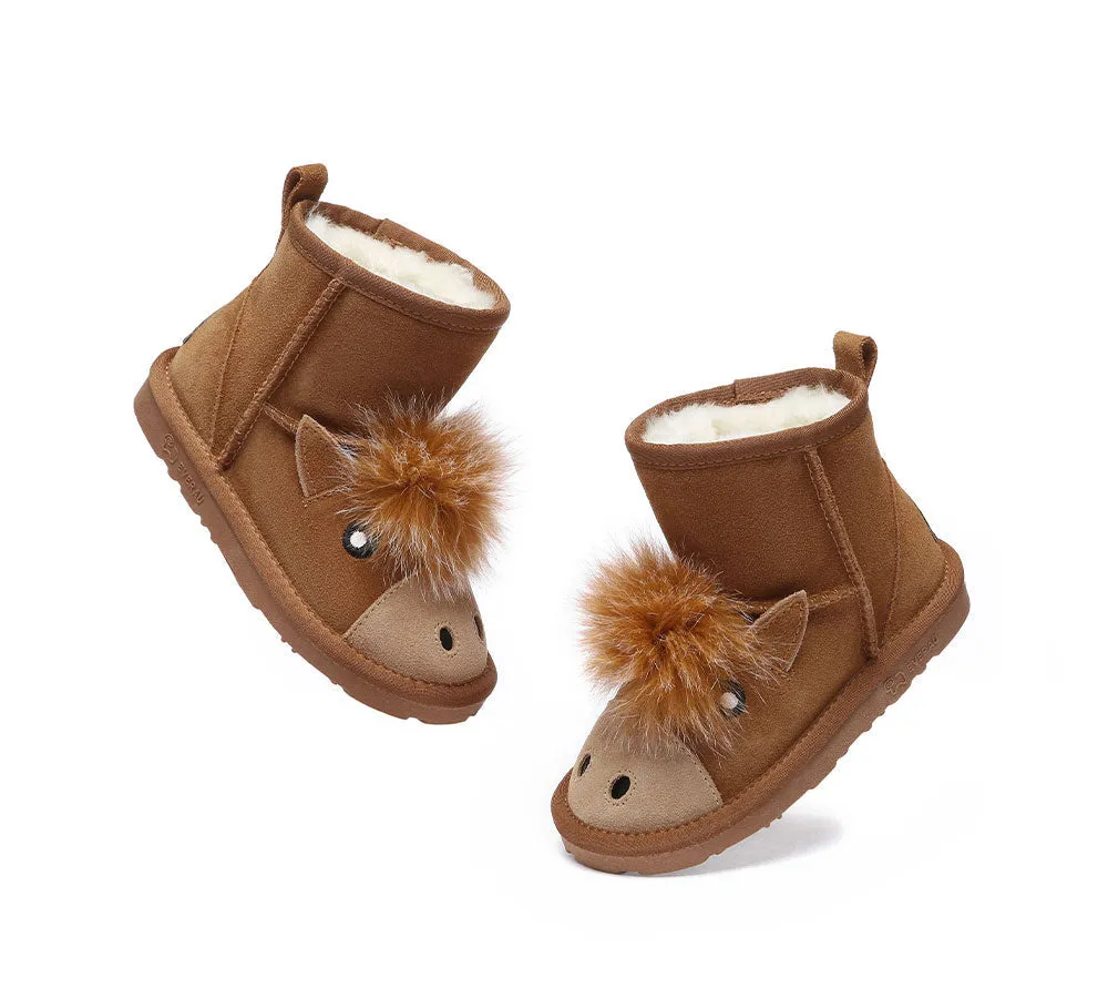 EVERAU® UGG Boots Kids Sheepskin Wool Pony Kids Plus