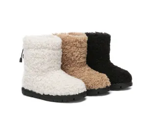 EVERAU® UGG Kids Sheepskin Wool Plush Adjustable Drawstring Boots Peggy