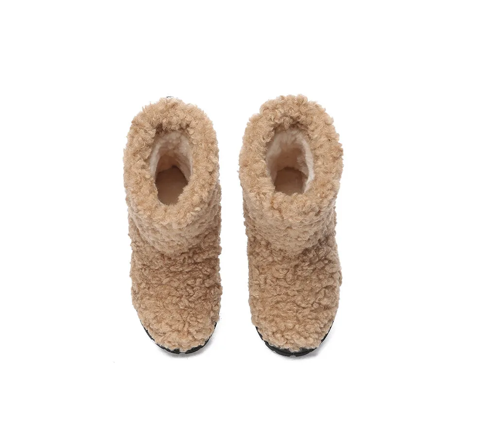 EVERAU® UGG Kids Sheepskin Wool Plush Adjustable Drawstring Boots Peggy