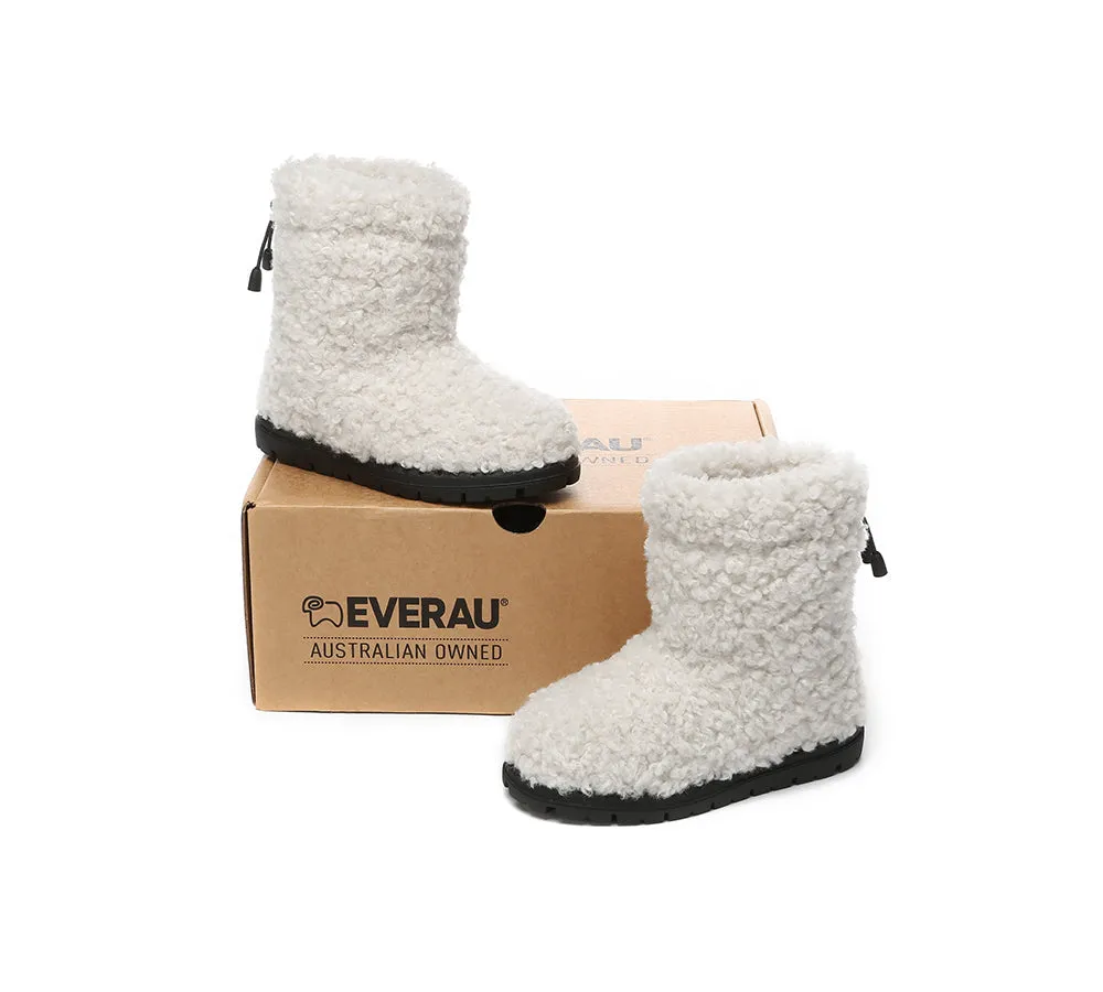 EVERAU® UGG Kids Sheepskin Wool Plush Adjustable Drawstring Boots Peggy