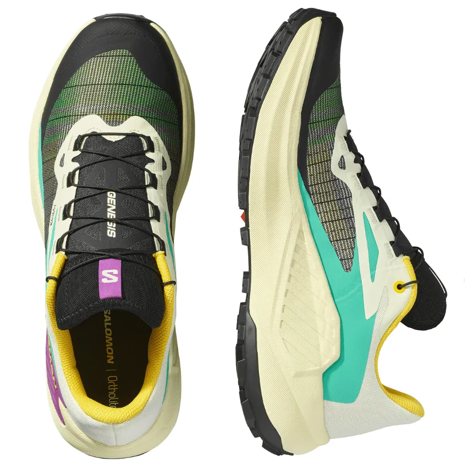 Salomon Women's Genesis Running Shoes in Transparent Yellow/Black/Willowherb AW25 Neutral Cushioning Relaxed shock absorption