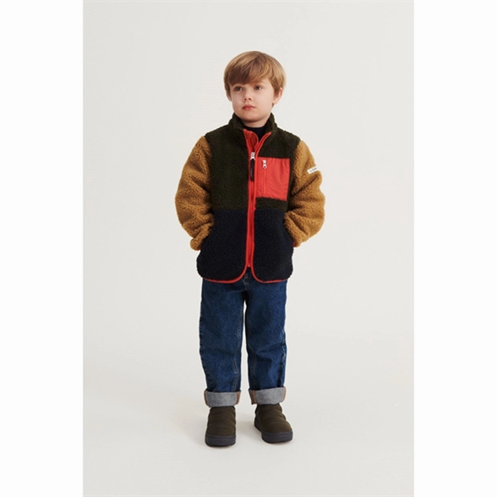 Liewood Nolan Pile Jacket Army Brown / Multi Mix Insulated Padding Double Layered