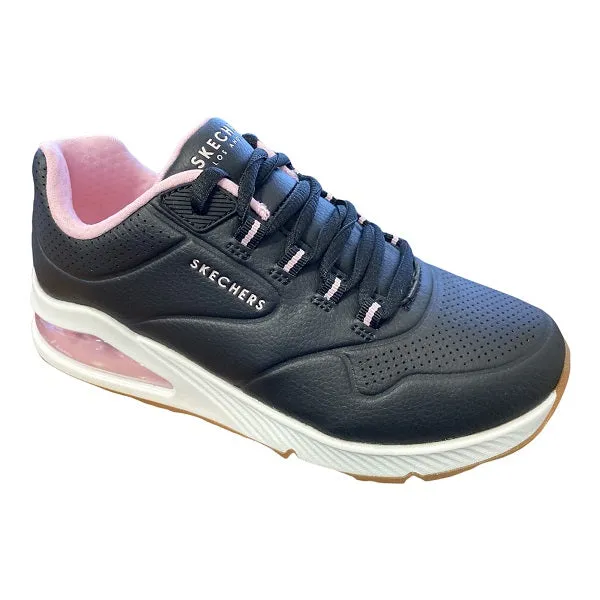 Skechers scarpa sneakers da donna Uno 2-2nd Best 155542-BLK nero-rosa biodegradable materials