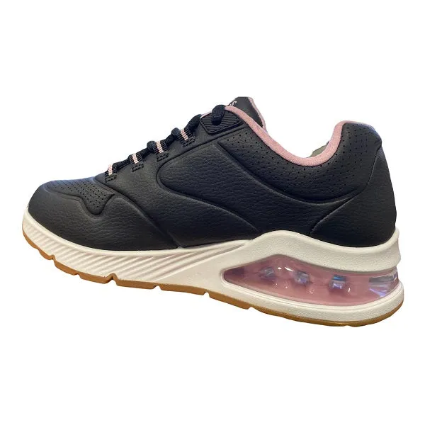 Skechers scarpa sneakers da donna Uno 2-2nd Best 155542-BLK nero-rosa Motion Guide Abrasion Resistant Materials