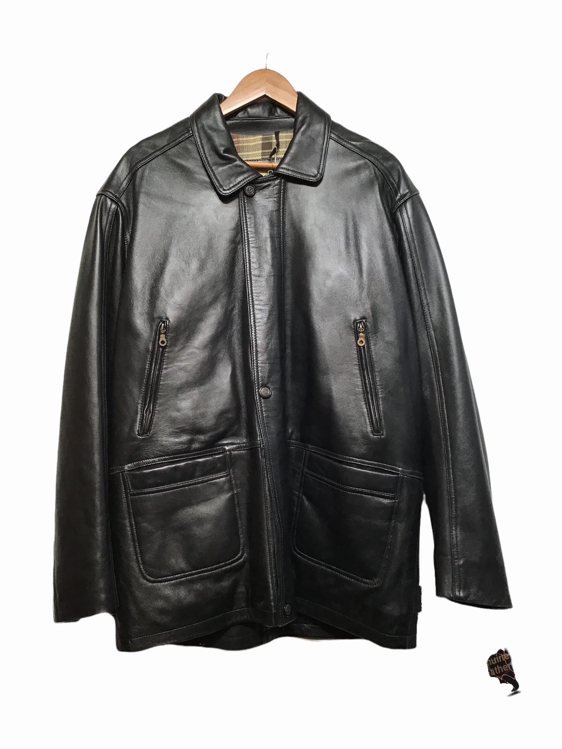 Black Leather Coat (Size XL) Ultraviolet Protection Flexible Elbow Patches