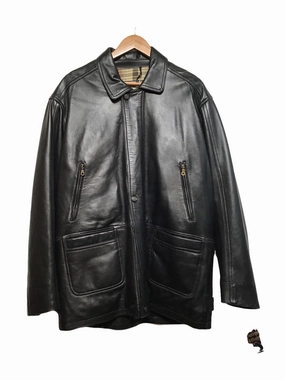 Black Leather Coat (Size XL) Ultraviolet Protection Flexible Elbow Patches