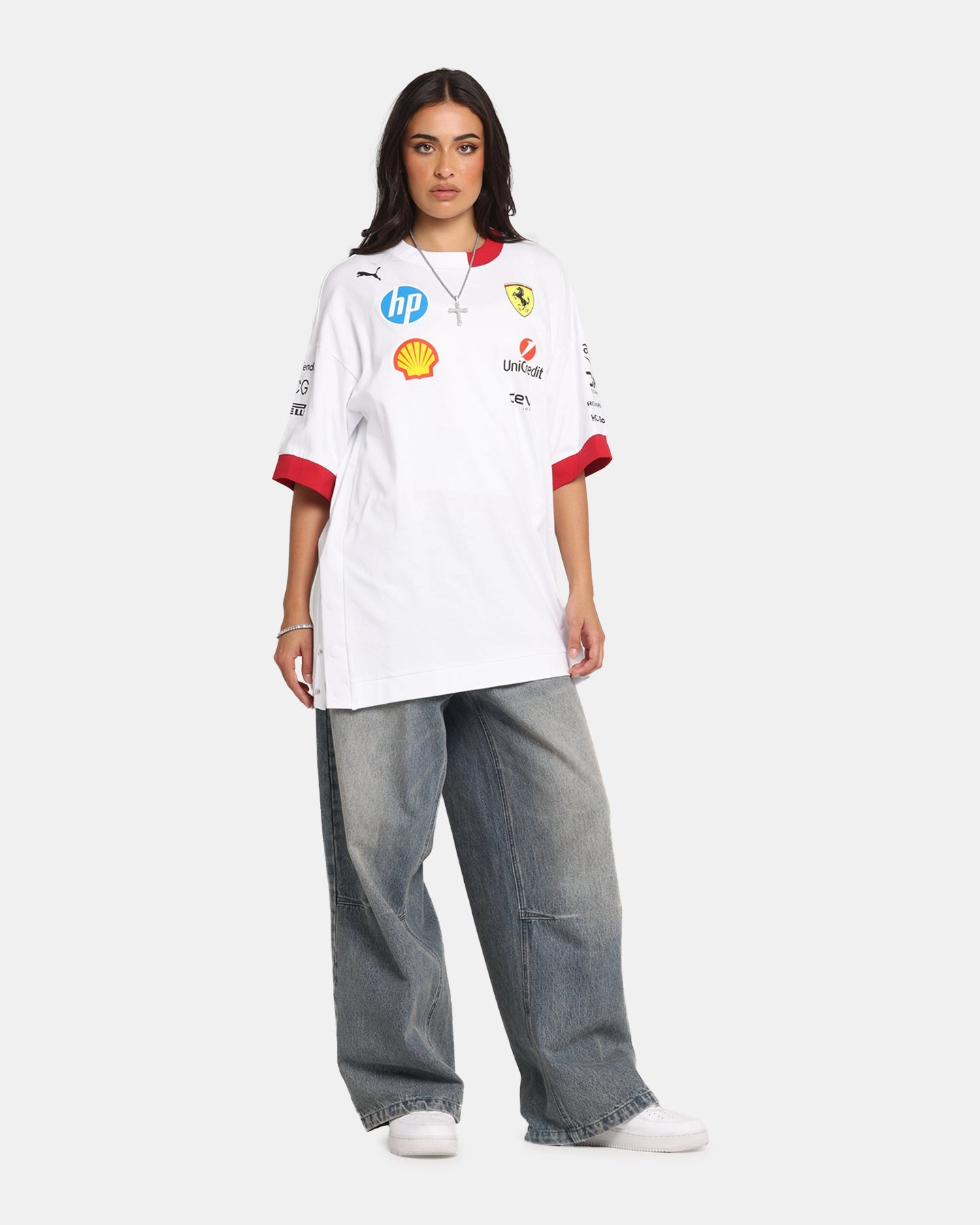 Puma X Scuderia Ferrari Drivers Oversized T-Shirt White Street Smart Easy Style