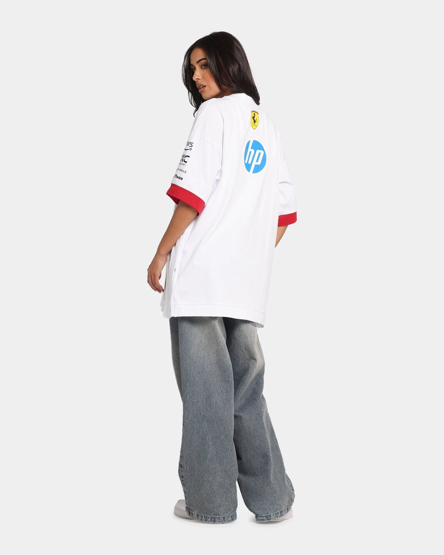Puma X Scuderia Ferrari Drivers Oversized T-Shirt White Heavyweight Weave