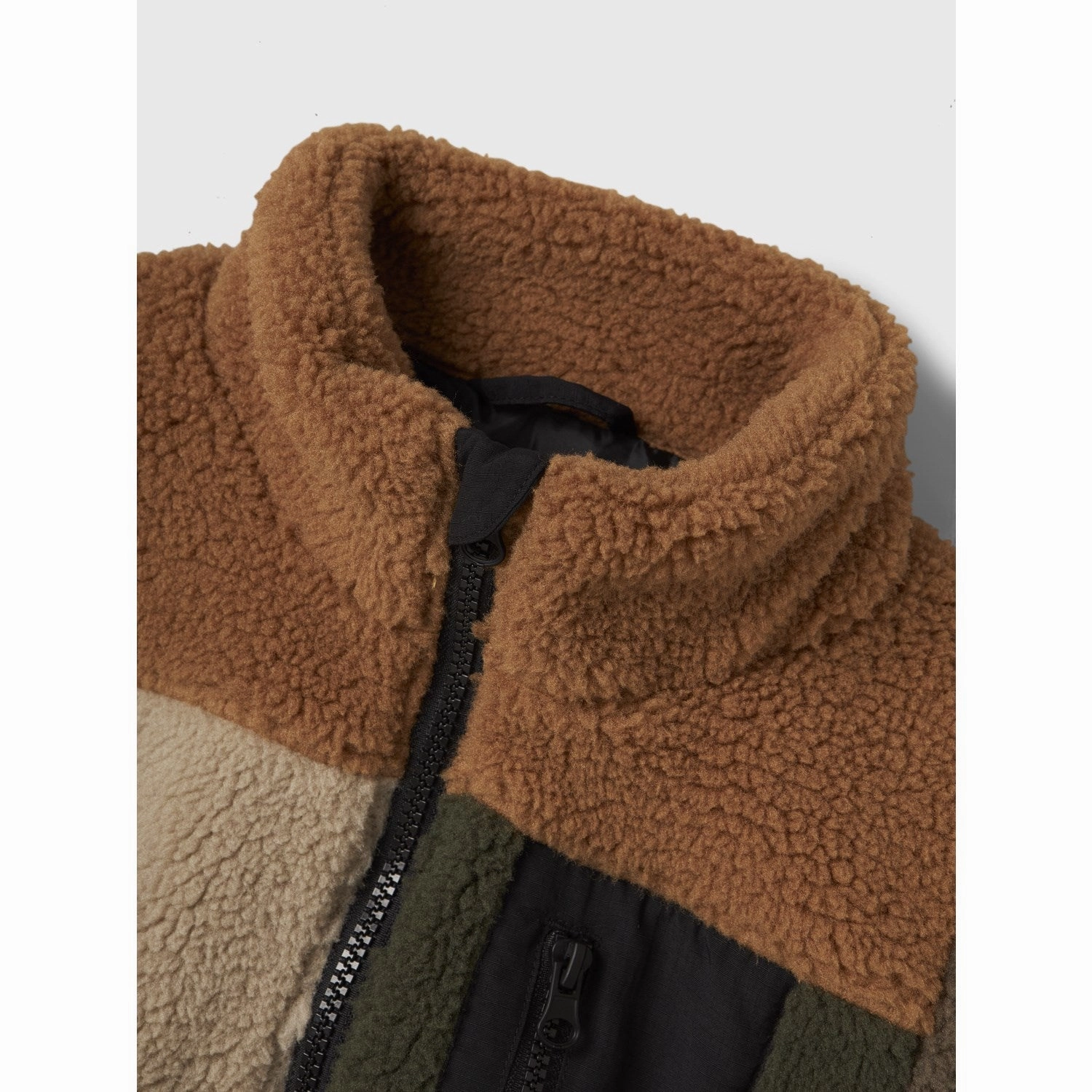 Name It Toasted Coconut Nmmmonico Teddy Jacket Block Elastic Binding