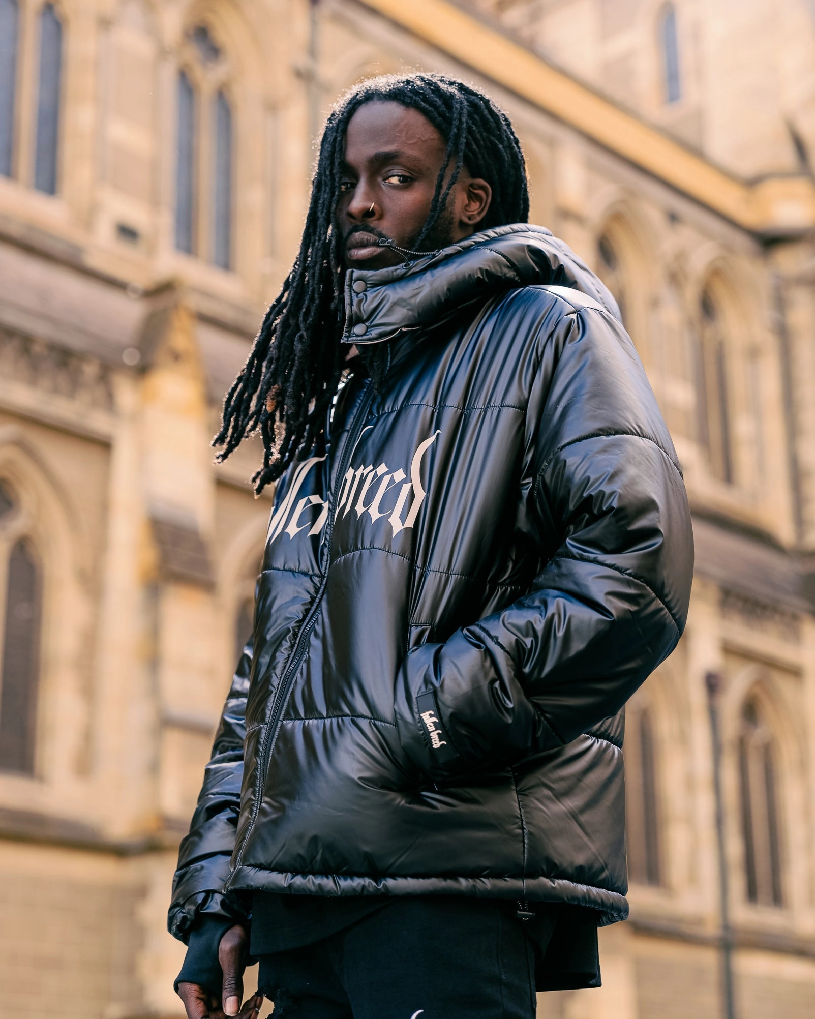 Fallen Breed Logo Puffer Jacket Black Durable Outerwear