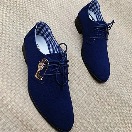 Fashion Lace-up Office Shoes Men's Pointed Leather Shoes Winter Male Business Shoes Canvas Men's Dress Shoes - 4DS-165MCS