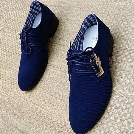Fashion Lace-up Office Shoes Men's Pointed Leather Shoes Winter Male Business Shoes Canvas Men's Dress Shoes - 4DS-165MCS