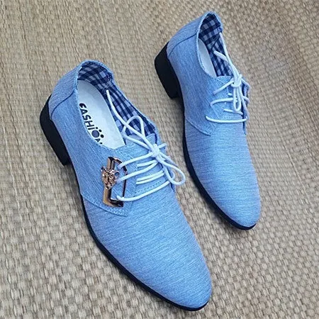 Fashion Lace-up Office Shoes Men's Pointed Leather Shoes Winter Male Business Shoes Canvas Men's Dress Shoes - 4DS-165MCS