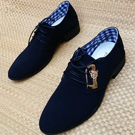 Fashion Lace-up Office Shoes Men's Pointed Leather Shoes Winter Male Business Shoes Canvas Men's Dress Shoes - 4DS-165MCS