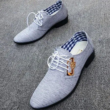Fashion Lace-up Office Shoes Men's Pointed Leather Shoes Winter Male Business Shoes Canvas Men's Dress Shoes - 4DS-165MCS