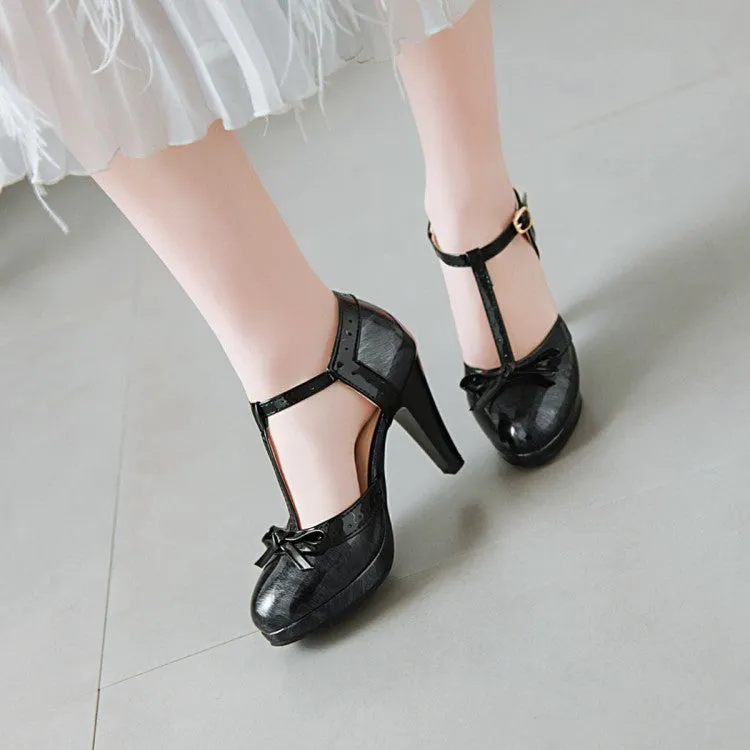 Fashion Mary Jane Women's Shoes High Heels Light Mouth Retro Elegant Women's Shoes