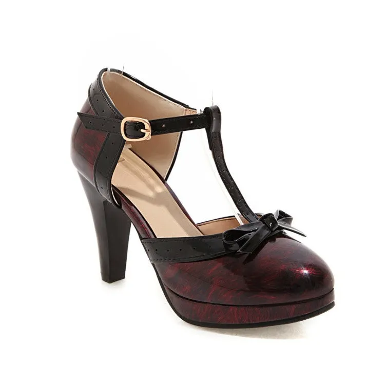 Fashion Mary Jane Women's Shoes High Heels Light Mouth Retro Elegant Women's Shoes