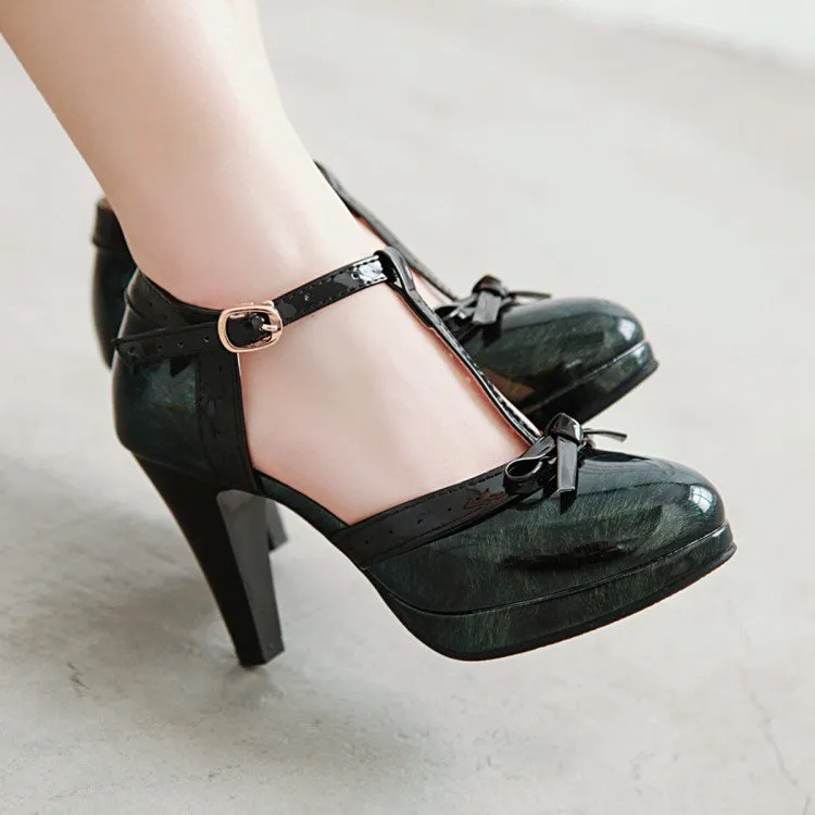Fashion Mary Jane Women's Shoes High Heels Light Mouth Retro Elegant Women's Shoes