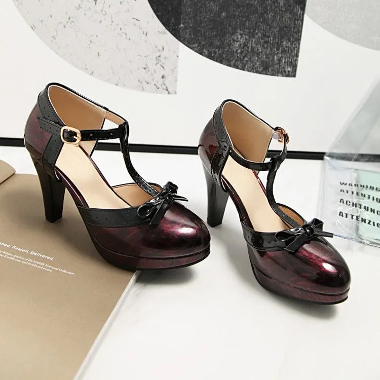 Fashion Mary Jane Women's Shoes High Heels Light Mouth Retro Elegant Women's Shoes