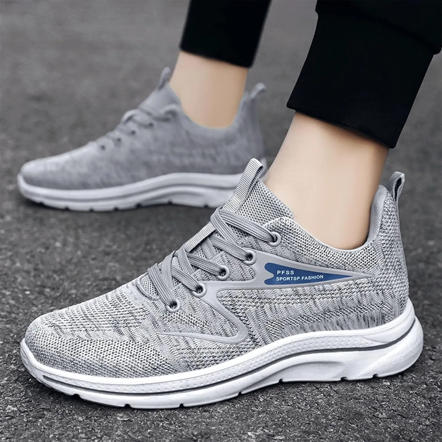 Fashion Summer and Casual Men Flat Lightweight Mesh Breathable Solid Color Mens Sneaker Shoes Support Sneaker