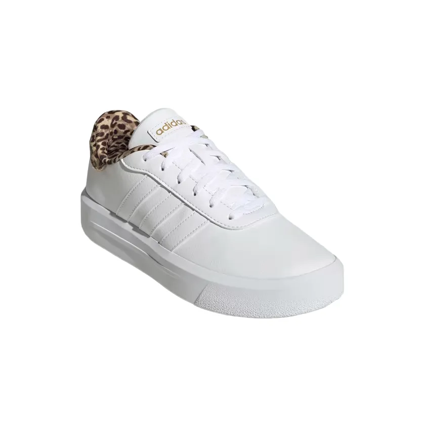 Airflow Channel Soles Adidas scarpa sneakers da donna con zeppa Court Platform GW9786 bianco-oro