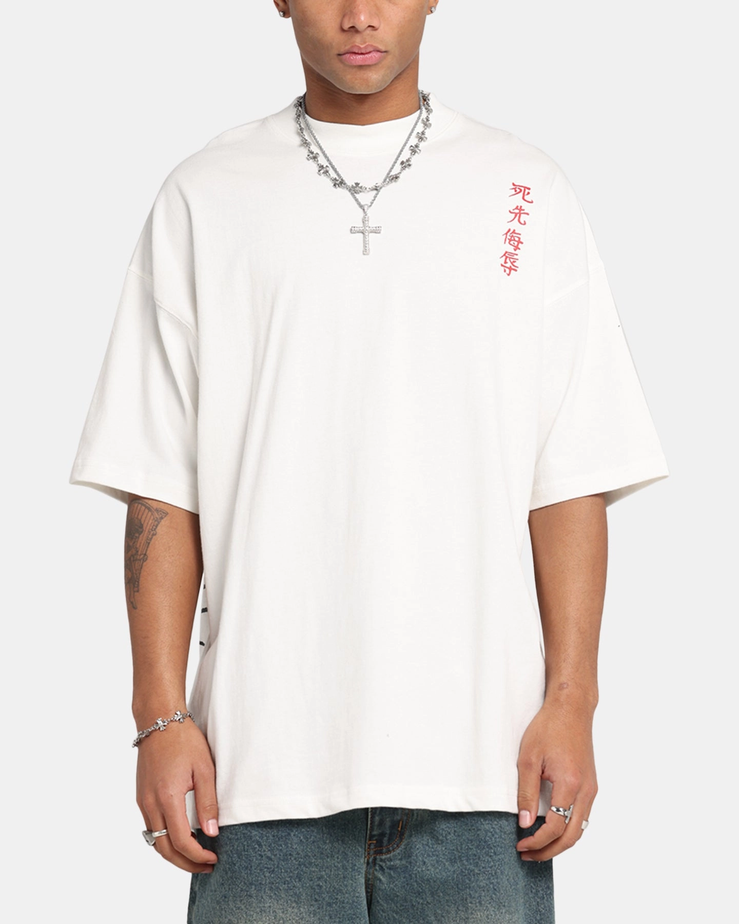 Comfy Top Ed Hardy Tiger Oversized Print T-Shirt Off White