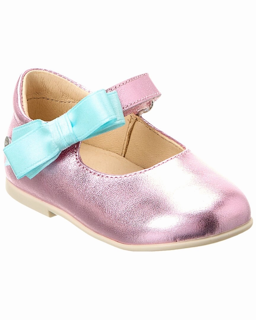 Zip Up Closure Naturino Clarinta Metallic Leather Flat