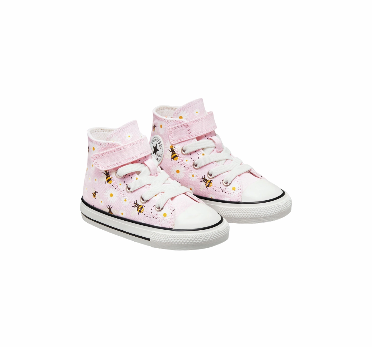 Reinforced Sides Converse scarpa in tela alta Chuck Taylor All Star Easy-On Bees A01620C rosa bianco nero