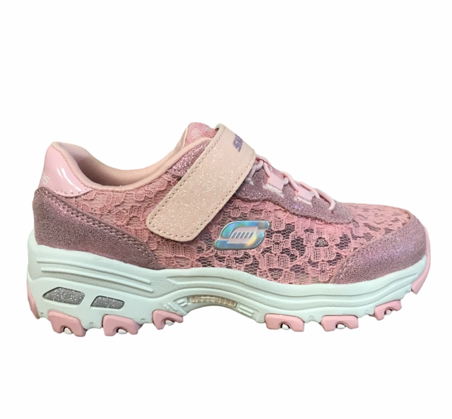 Skechers scarpa sneakers da ragazza D'Lites Lil Lace Gal 664086L LTPK rosa triathlon running wear Activity tracking