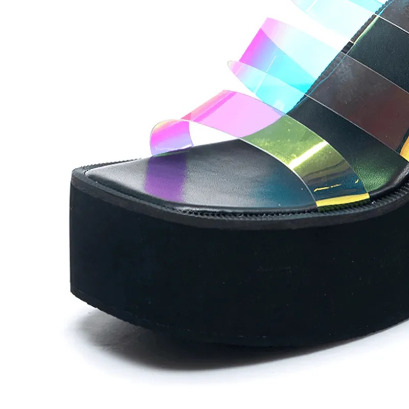 Female Wedges High Heels Slippers / Casual Women's Open Toe Platforms Slippers