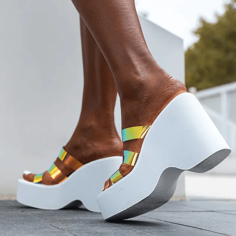 Female Wedges High Heels Slippers / Casual Women's Open Toe Platforms Slippers