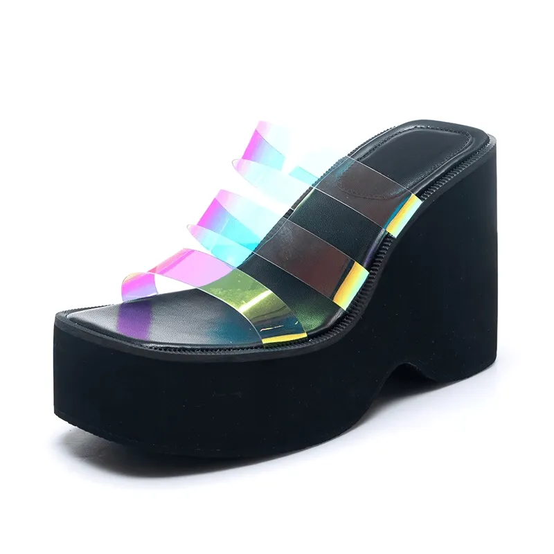 Female Wedges High Heels Slippers / Casual Women's Open Toe Platforms Slippers