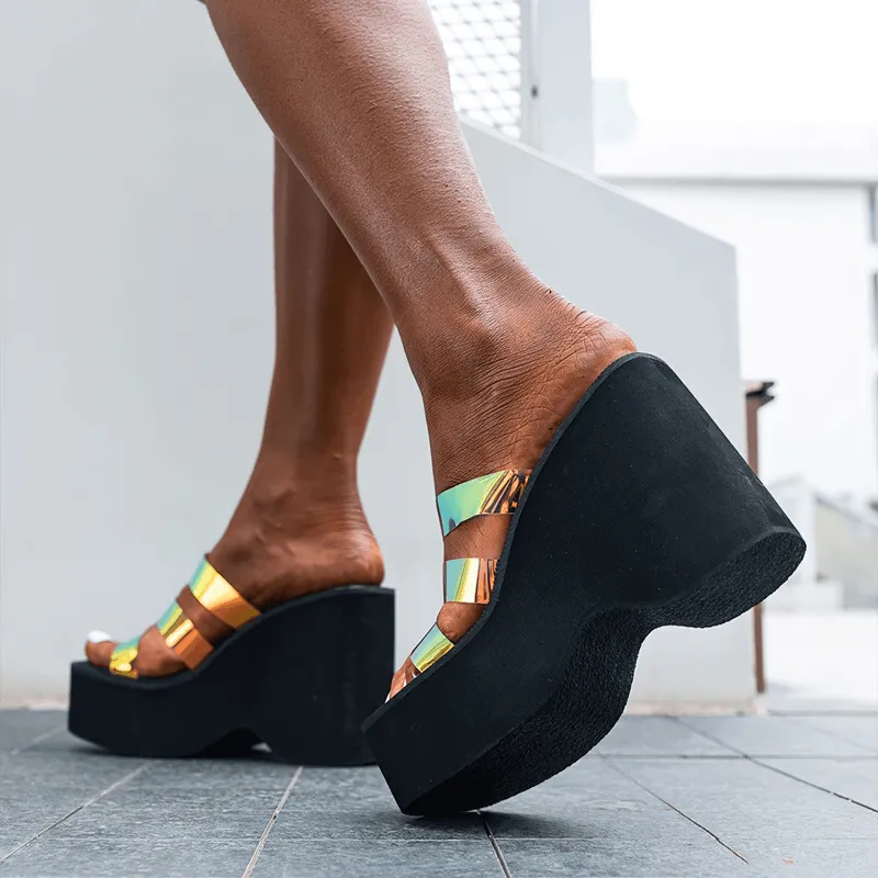 Female Wedges High Heels Slippers / Casual Women's Open Toe Platforms Slippers