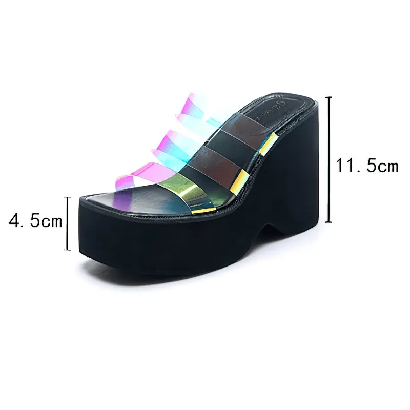 Female Wedges High Heels Slippers / Casual Women's Open Toe Platforms Slippers