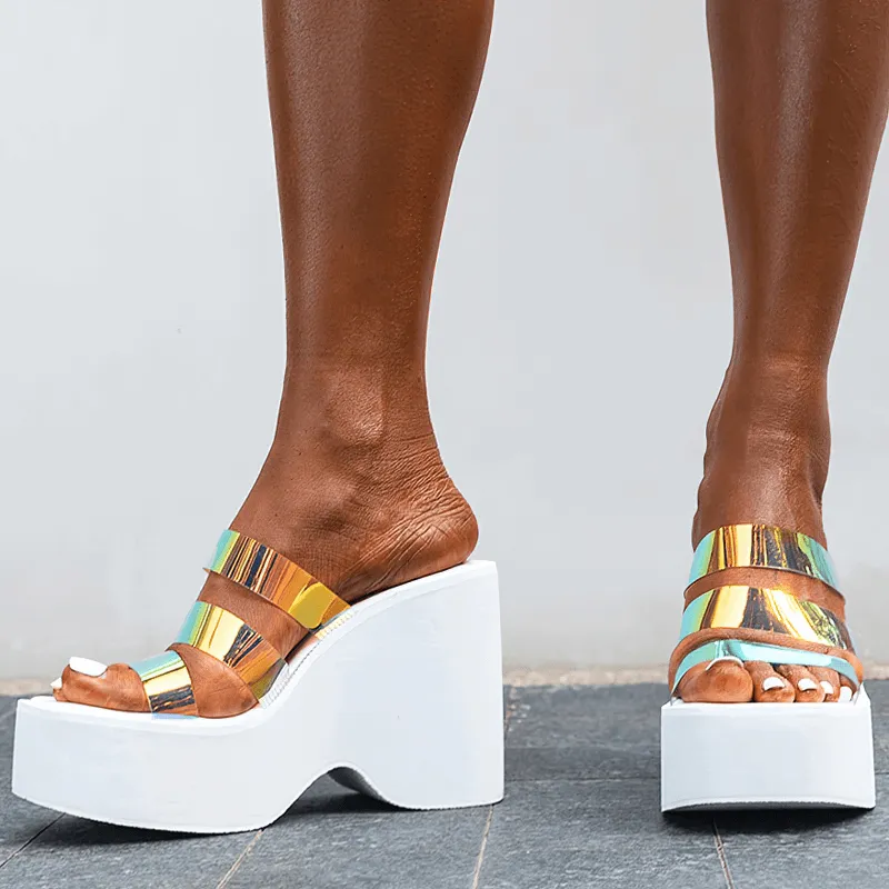 Female Wedges High Heels Slippers / Casual Women's Open Toe Platforms Slippers