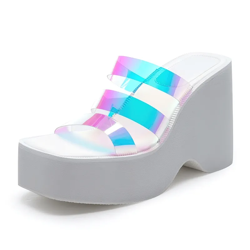 Female Wedges High Heels Slippers / Casual Women's Open Toe Platforms Slippers