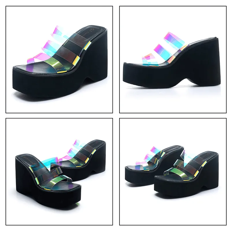 Female Wedges High Heels Slippers / Casual Women's Open Toe Platforms Slippers