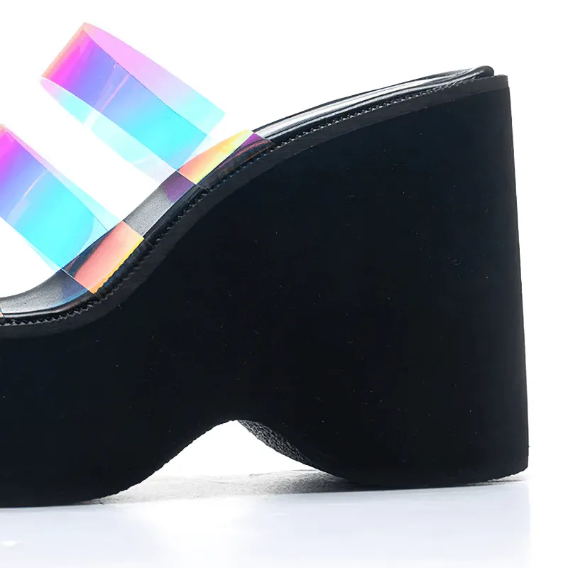 Female Wedges High Heels Slippers / Casual Women's Open Toe Platforms Slippers