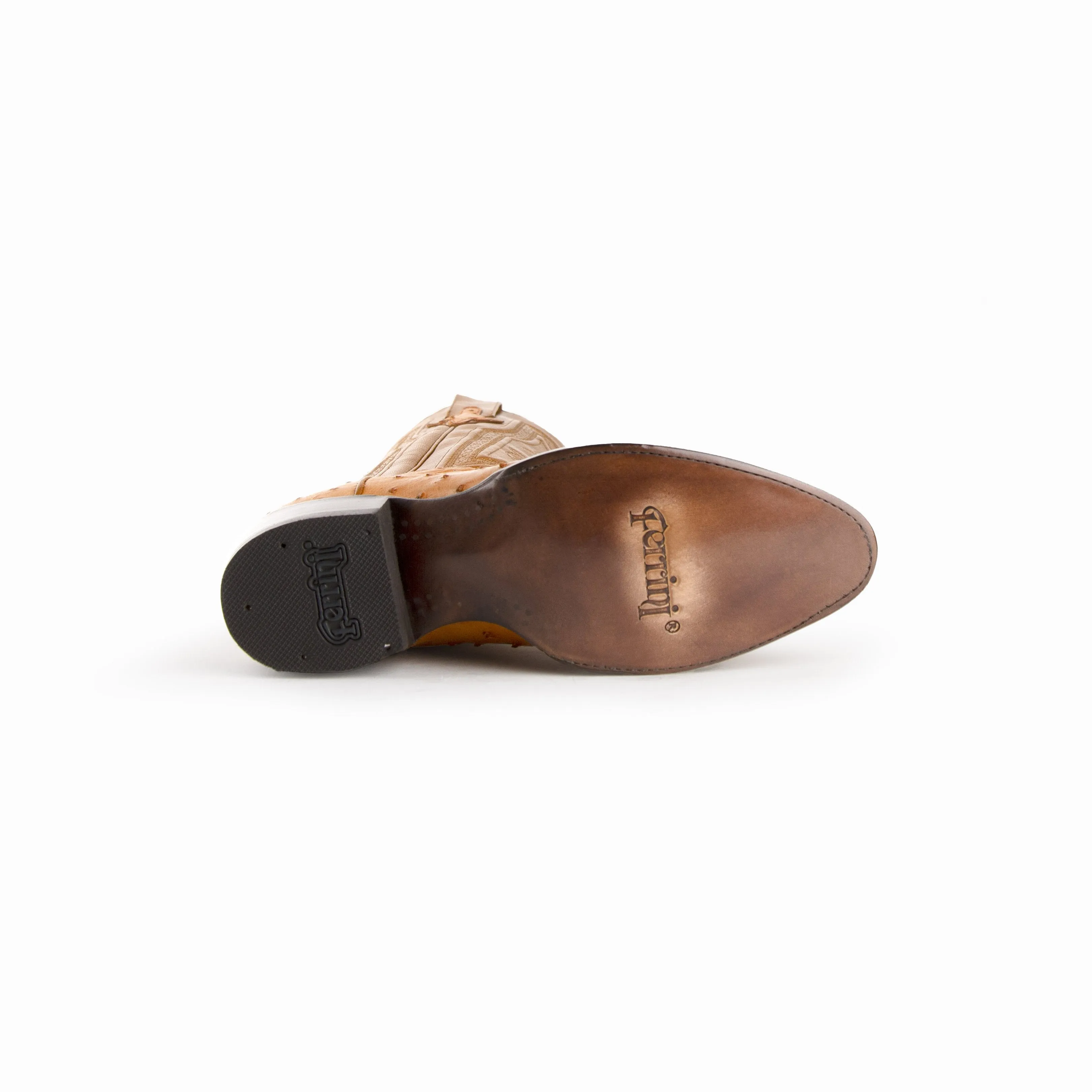 Ferrini Colt Cognac Full Quill Ostrich Cowboy Boot