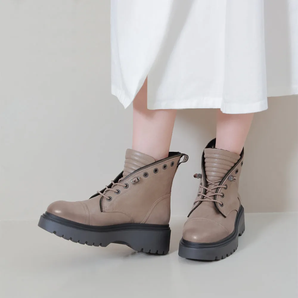 Firenze Platform Combat Boots (Vintage Taupe)