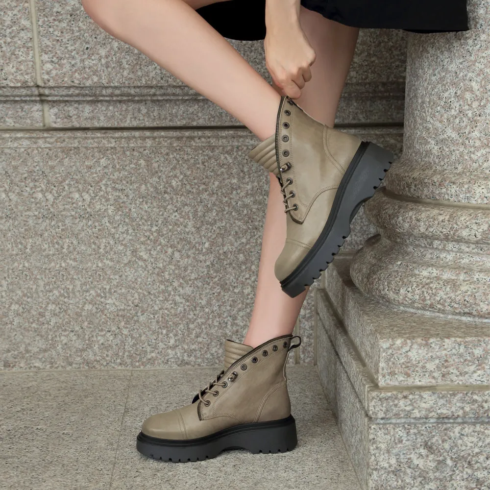 Firenze Platform Combat Boots (Vintage Taupe)