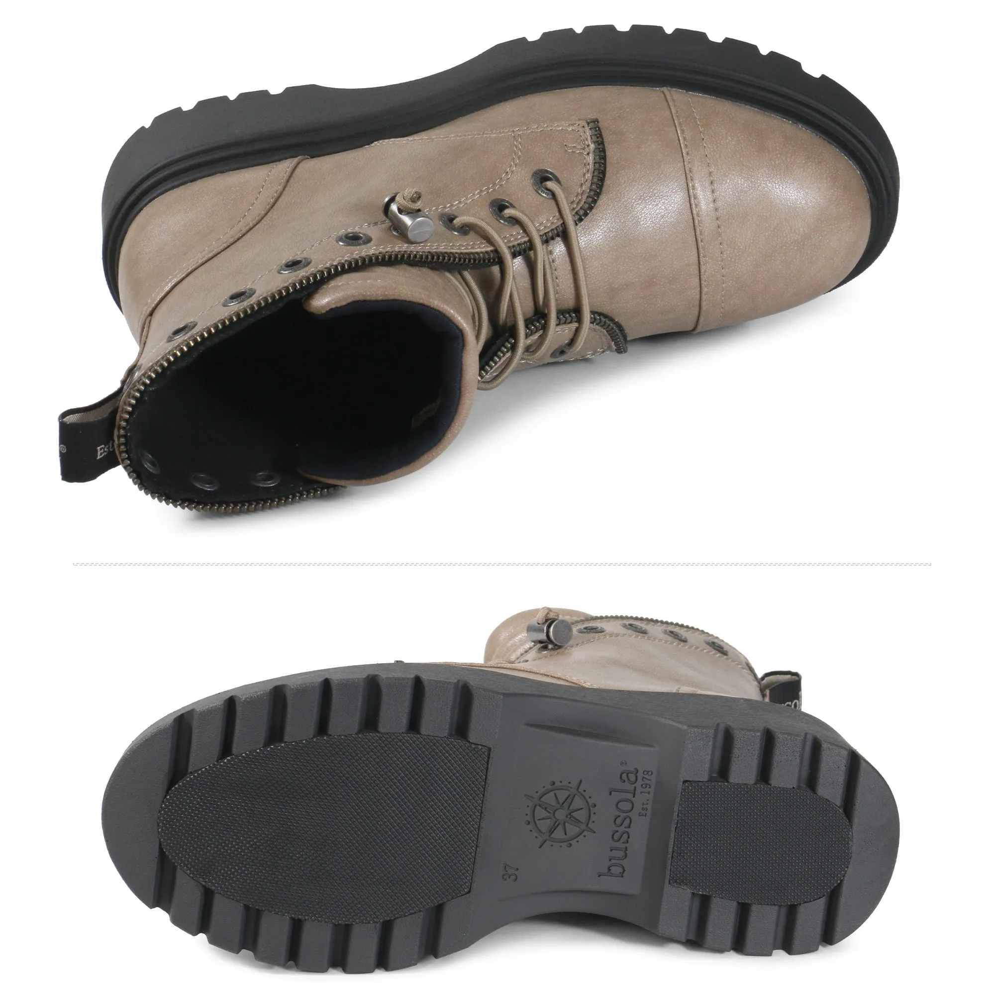 Firenze Platform Combat Boots (Vintage Taupe)