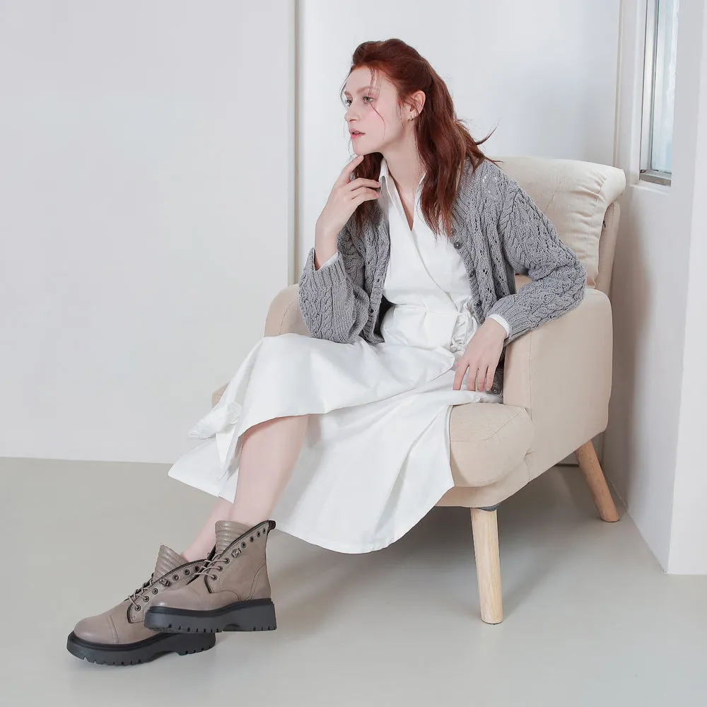 Firenze Platform Combat Boots (Vintage Taupe)