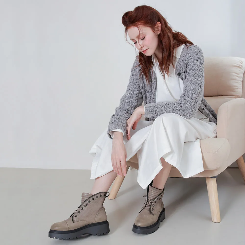 Firenze Platform Combat Boots (Vintage Taupe)