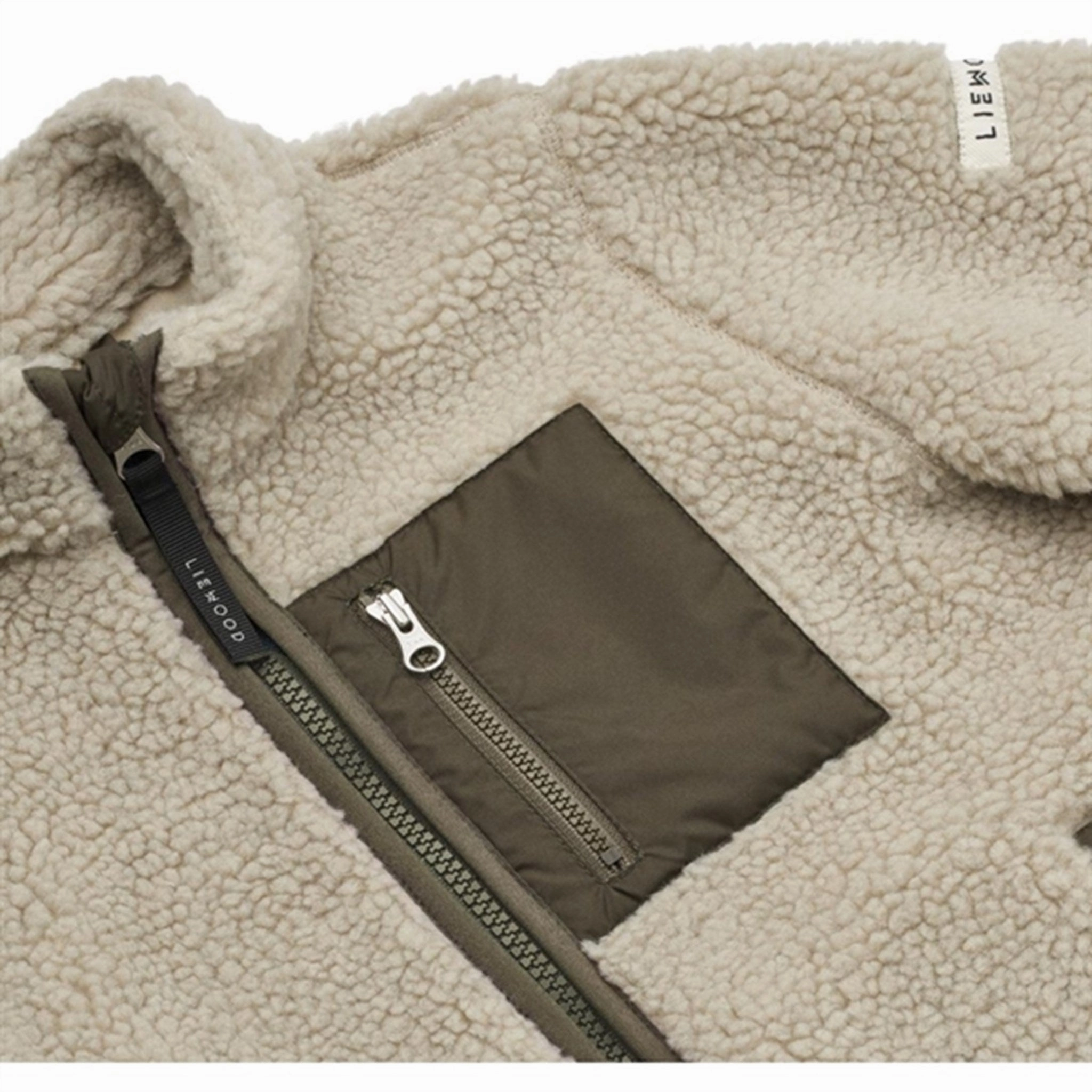 Reinforced Elbow Patches Liewood Nolan Pile Jacket Mist / Army Brown